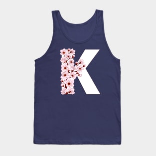 Colorful capital letter K patterned with sakura twig Tank Top